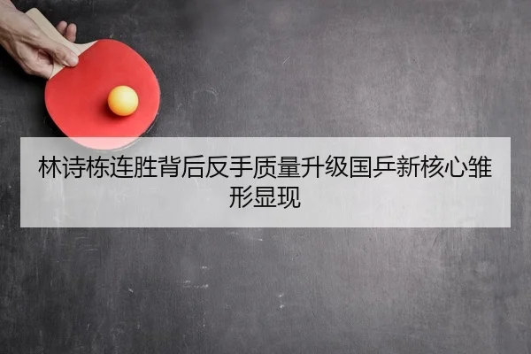 林诗栋连胜背后反手质量升级国乒新核心雏形显现